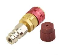 Adaptador de acoplador rápido de extensión lateral alta de latón para aire acondicionado de coche, compatible con R134A A/C, juego de manómetros de 180 grados con tapa