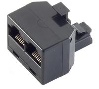 Adaptador de acoplamiento de 1 conector RJ45 a 2 conectores RJ45 Contactos chapados en oro Carcasa de ABS Sin blindaje