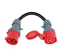 Adaptador de acoplamiento de 32 A macho a 16 A, adaptador de acoplamiento portátil, adaptador CEE de alta corriente de 5 pines, conector CEE con cubierta protectora para la industria y el hogar
