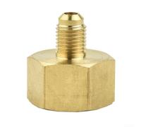 Adaptador de aire acondicionado R134A para coche, conector de latón de 5/8 pulgadas a 1/4 pulgadas SAE macho hembra rosca para sistema de CA automotriz, tono dorado, 32 mm de longitud
