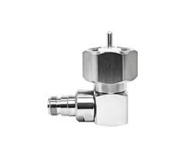 Adaptador de alto voltaje tipo LC Conector LC macho en ángulo recto a conector hembra N for cable coaxial - 50 ohmios, latón chapado en tres aleaciones, aislador de PTFE