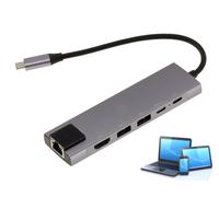 Adaptador De Aluminio USB C - HDMI LAN RJ45 GIGABIT Y Hub USB C Power Delivery