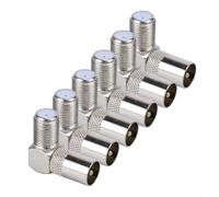 Adaptador de ángulo recto de 90 grados F hembra a RF macho, conector de TV de metal para receptor de satélite y caja de cable (6 piezas)