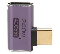 Adaptador de ángulo Recto USB4.0 C, PD 240W 40Gbps USB C Hembra a USB C Macho Conector Aleación de Aluminio para Computadora Portátil para Tableta