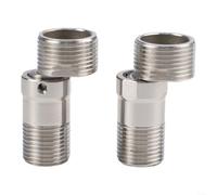 Adaptador de ángulo telescópico para grifo de ducha, 2 unidades, acero inoxidable con tornillo excéntrico y base curva para un posicionamiento estable de accesorios (largo)