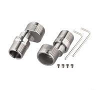 Adaptador de ángulo telescópico para grifo de ducha, 2 unidades, acero inoxidable con tornillo excéntrico y base curva para un posicionamiento estable de accesorios (corto)
