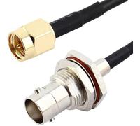 Adaptador De Antena Coaxial Bnc Hembra A Sma Macho 0.30 M Negro