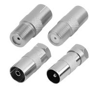 Adaptador de antena de TV F macho a hembra, conector coaxial RF compatible con cable satélite, divisor antena de TV TNT, toma de pared, conexión coaxial, kit de 4 piezas, plata