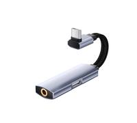 Adaptador de Audio Auxiliar 2 en 1 USB C A 3,5 mm/Tipo C, Carga Rápida PD60W, Convertidor de Auriculares Auxiliares de 16 Bits