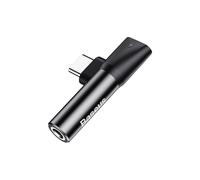 Adaptador de Audio - BASEUS - Tipo C 2 en 1 - Carga y Escucha - Compatible con Galaxy S9+ - Negro