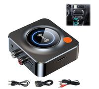 Adaptador de Audio Bluetooth 5.4, Receptor Bluetooth para Sistemas de Estéreo Jack AUX de 3.5mm y RCA, Receptor HiFi para Altavoces y Amplificadores, Compatible NFC y Ranura para Tarjeta TF