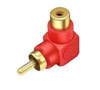 Adaptador de Audio de enchufe de 90 grados, conector de ángulo recto negro y rojo, macho a hembra M/F(Red,2pcs)