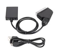 Adaptador de audio de vídeo HDMI a euroconector con cable de carga USB, convertidor de HDMI a euroconector, piezas de repuesto Plug and Play