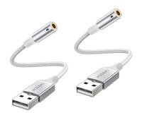 Adaptador de Audio MOSWAG USB a 3,5 mm (Paquete de 2), Cable USB a Auxiliar con micrófono TRRS de 4 Polos Soporte para Auriculares Chip Integrado Tarjeta de Sonido Externa para PC PS4 PS5 y más