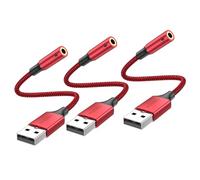 Adaptador de Audio MOSWAG USB a 3,5 mm (Paquete de 3), Cable USB a Auxiliar con micrófono TRRS de 4 Polos Soporte para Auriculares Chip Integrado Tarjeta de Sonido Externa para PC PS4 PS5 y más