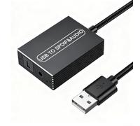 Adaptador de audio óptico USB a 3,5 mm negro para computadora PS5 y barra de sonido con entrega de audio consistente y construida (4 pies)