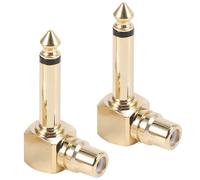 Adaptador de audio RCA hembra en ángulo recto a jack mono macho de 6,35 mm (paquete de 2)