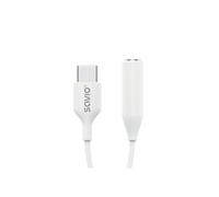 Adaptador de audio - SAVIO - AK-52 - USB Tipo C Macho - Jack 3.5mm Hembra - Blanco - 0,11 m