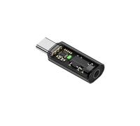 Adaptador de audio tipo C a 3,5 mm - Decodificador DAC de alta fidelidad para un sonido estéreo claro | Soporta control de línea, Plug & Play (negro transparente)