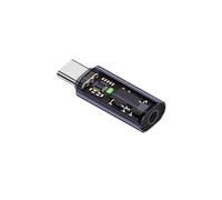 Adaptador de audio tipo C a 3,5 mm - Decodificador DAC de alta fidelidad para un sonido estéreo claro | Soporta control de línea, Plug & Play (morado transparente de 3,5 mm a tipo C)