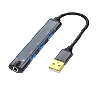 Adaptador de Audio USB 4 en 1 Hub USB con Puerto de Sonido de 3,5 Mm, Compatible con Auriculares y Micrófono Todo en, 3 * USB + Puerto de Sonido de 3,5 Mm, Controlador Plug and