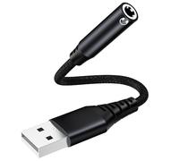 Adaptador de audio USB a conector de 3,5 mm, tarjeta de sonido externa USB-A a adaptador de conector de audio con convertidor estéreo auxiliar compatible con auriculares, Windows de PC, laptop, Mac,
