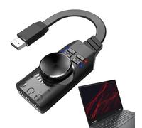 Adaptador de audio USB, audio USB portátil, tarjeta de sonido de 3,5 mm, interfaz de audio USB sin controlador, tarjeta de sonido externa de sonido envolvente virtual 7.1 para computadora portátil con