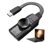 Adaptador de audio USB, sonido envolvente virtual 7.1 auxiliar a USB con control de volumen, tarjeta de sonido sin controlador, interfaz de audio USB portátil para League of Legend, auriculares,
