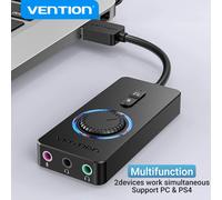 Adaptador de Audio Vention, tarjeta de sonido USB, interfaz de Audio, conector externo, micrófono de 3,5mm, altavoz para ordenador portátil, PS4, PC, auriculares, tarjeta de sonido de Audio 100CM
