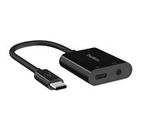 Adaptador de audio y carga USB-C a Jack 3,5 mm y USB-C de 60 W de Belkin Negro
