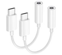 Adaptador de auriculares de audio USB-C a 3.5 mm, paquete de 2 cables adaptadores tipo C a Jack Dongle compatibles con Apple iPhone 17/16/15/Pro/Max/Plus, iPad, MacBook, Samsung Galaxy S24/S23/S22
