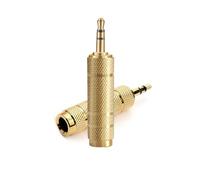 Adaptador de auriculares estéreo de doble canal, práctico enchufe de audio, mezclador de fácil instalación, amplificador de potencia 3.5 a 6.5, dorado