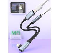 Adaptador de Auriculares para iPhone【Certificado MFi】 2 en 1 Lightning a Jack de 3,5 mm para Auriculares, Adaptador de Cable de Carga convertidor Compatible con iPhone 13/12/11/XS/XR/8/7/6