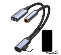 Adaptador de auriculares USB C genérico | 2 en 1 USB C a Headphone Jack Adapter | Woven Cable Charger for Smartphone Men Women Headset Earbud