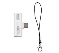 Adaptador de auriculares y cargador tipo C - Fast PD 60W USB C a divisor auxiliar para MacBook Laptop - Sonido de alta fidelidad plateado (audio 202C-100 blanco)