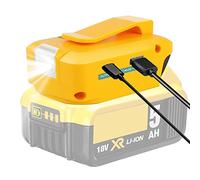 Adaptador de batería para batería de iones de litio Dewalt de 14,4 V/18 V/20 V, adaptador de cargador de teléfono TEPULAS con puerto USB tipo C, CC y luz de trabajo LED, fuente de alimentación USB