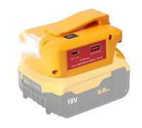 Adaptador de batería USB para batería Dewalt de 18 V, convertidor de luz de Trabajo LED con Puertos de Carga USB Dual y Puerto CC, Linterna inalámbrica (Solo Adaptador)
