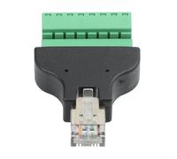 Adaptador de bloque de terminales, conector de terminal macho de 8 pines a tornillo para cable Ethernet Cat5e Cat7, convertidor de red modular verde para cableado industrial