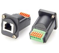 Adaptador de bloque de terminales de 6 pines, montaje en Panel hembra RJ12 6P6C, adaptador de mamparo, módulo tipo D, Conector de montaje de brida RJ12 6P6C