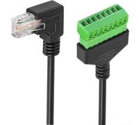 Adaptador de bloque de terminales de tornillo RJ45 a 8 pines para cable de red Cat5e/Cat6/Cat7, soldadura, conector Ethernet con 30 cm Ca (izquierda)