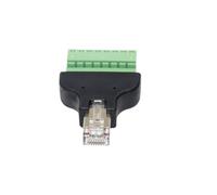 Adaptador de bloque de terminales RJ45 macho a tornillo de 8 pines, verde, para cables UTP Cat5, Cat5e, Cat6, Cat7, soporta estándar de cableado TIA/EIA 568B, con blindaje de metal para una