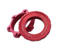 Adaptador de bloqueo central a seis pernos, soporte de disco de aleación de aluminio para conversión de freno de bicicleta, pieza de interfaz de cubo ligera de 6 pernos, negro/rojo (talla única)
