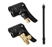 Adaptador de bomba de aire para vehículo 2 en 1 con cabezal de sujeción de aire bloqueable, tapa de válvula de latón para inflar neumáticos para automóviles, motocicletas y bicicletas (C)