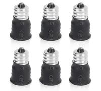Adaptador De Bombilla E14 A E12 De 6 Piezas, Convertidor De Bombilla Adaptador E12 A E14 Portalámparas De Bombilla E12 Macho A E14 Hembra Convertidor De Bombilla Para Garajes, Dormitorio(Negro)