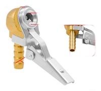 Adaptador de boquilla de inflado de cobre para válvulas sin cámara en neumáticos de coche, bicicleta, motocicleta con bloqueo seguro y estable (estilo pagoda)