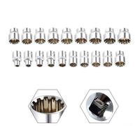 Adaptador de cabeza de vaso corto con acabado de espejo de 12 puntos de 3/8 pulgadas para llave de carraca Torx de acero al cromo vanadio tratado térmicamente (7 mm)