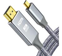 Adaptador de cable 4K Micro HDMI a HDMI macho, 4K @60Hz HDR Nylon Braid Cord Compatible for GoPro Hero, Canon/Nikon/Sony Zfc, Camera 2M gray