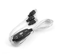 Adaptador de cable de interfaz MIDI a USB -Adaptador de cable de interfaz MIDI a USB IN-OUT para teclado Batería electrónica Crear convertidor PC a cable de teclado de música - Plateado y negro