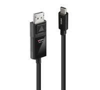 Adaptador de cable de vídeo Lindy 43342 USB Tipo C a DisplayPort 2 m Negro