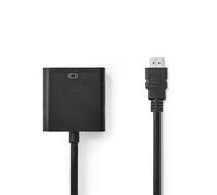 Adaptador de cable de vídeo Nedis CCGB34900BK02 HDMI a VGA con audio, 0,2 m, negro